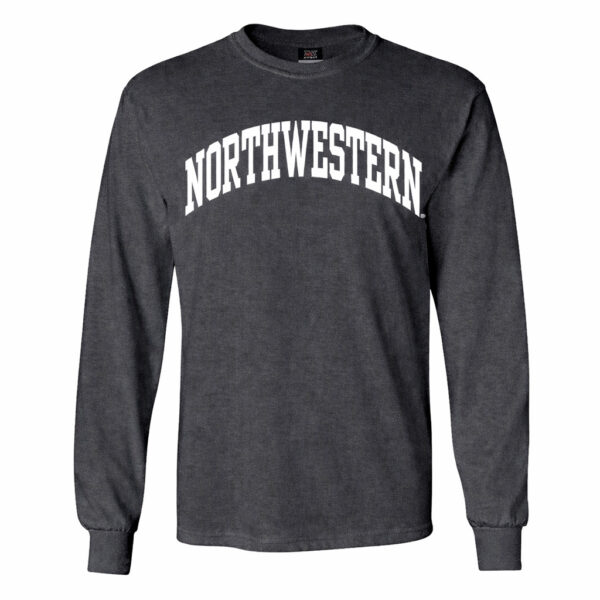 Northwestern University Wildcats Men's MV Charcoal Classic Long Sleeve Tee with One Color Arch Design