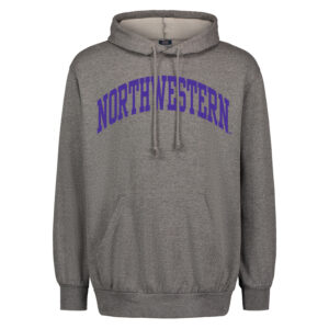 Northwestern University Wildcats Men's MV Fundamental Fleece Granite Hooded Sweatshirt with One Color Arch Design in Purple