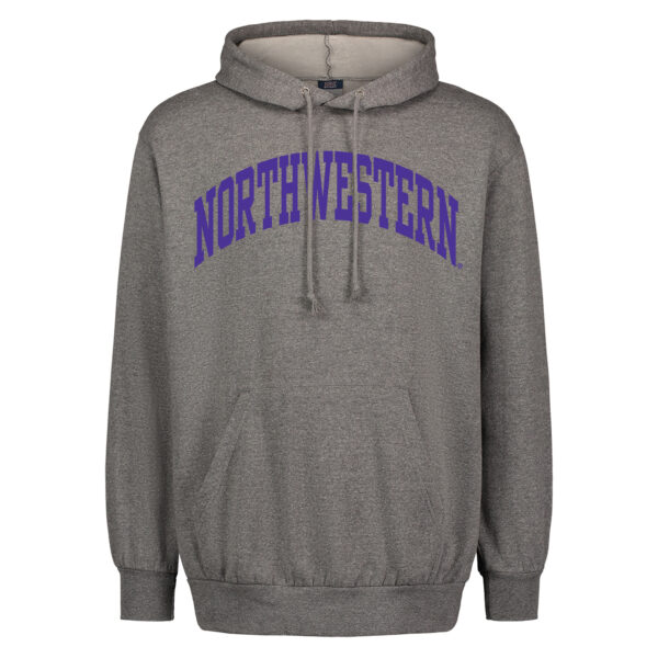 Northwestern University Wildcats Men's MV Fundamental Fleece Granite Hooded Sweatshirt with One Color Arch Design in Purple