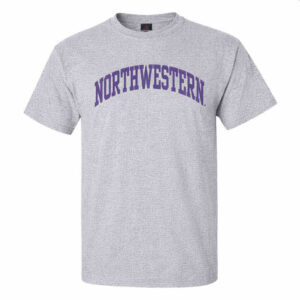 Northwestern University Wildcats Men's MV Heather Grey Classic Tee with One Color Arch Design
