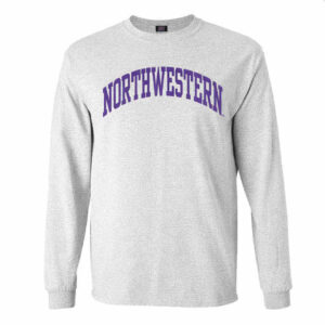 Northwestern University Wildcats Men's MV Heather Grey Classic Long Sleeve Tee with One Color Arch Design