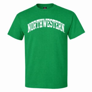 Northwestern University Wildcats Men's MV Irish Kelly Green Classic Tee with One Color Arch Design