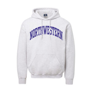 Northwestern University Wildcats Men's MV Fundamental Fleece Marble Heather Hooded Sweatshirt with One Color Arch Design
