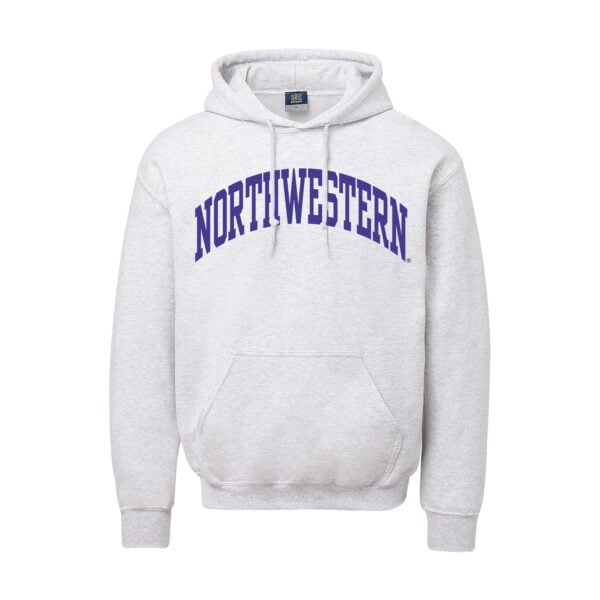 Northwestern University Wildcats Men's MV Fundamental Fleece Marble Heather Hooded Sweatshirt with One Color Arch Design