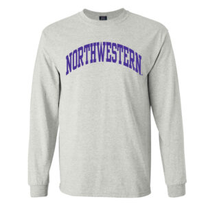 Northwestern University Wildcats Men's MV Marble Heather Classic Long Sleeve Tee with One Color Arch Design