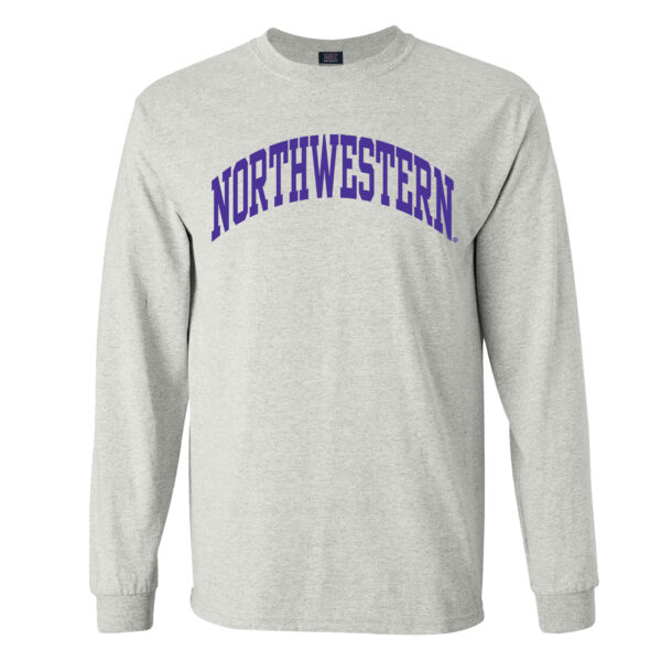 Northwestern University Wildcats Men's MV Marble Heather Classic Long Sleeve Tee with One Color Arch Design