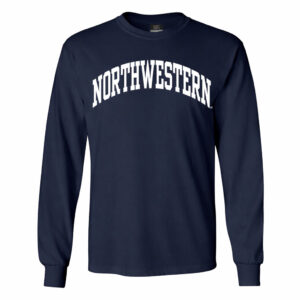 Northwestern University Wildcats Men's MV Navy Classic Long Sleeve Tee with One Color Arch Design