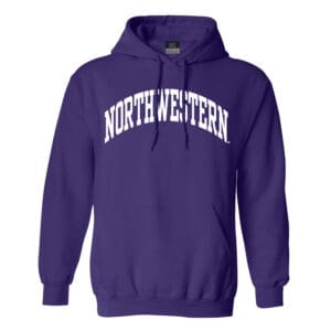 Northwestern University Wildcats Men's MV Fundamental Fleece Purple Hooded Sweatshirt with One Color Arch Design