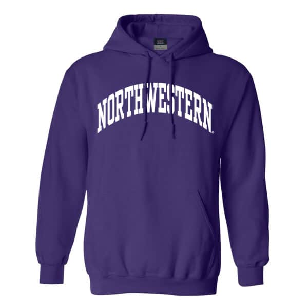 Northwestern University Wildcats Men's MV Fundamental Fleece Purple Hooded Sweatshirt with One Color Arch Design