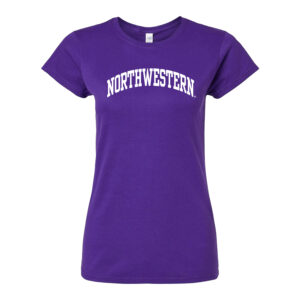 Northwestern University Wildcats Women's MV Softstyle Purple Tee Shirt with One Color Northwestern Arch Design