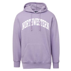 Northwestern University Wildcats Men's MV Fundamental Fleece Stardust (Lilac-Lavender) Hooded Sweatshirt with One Color Arch Design
