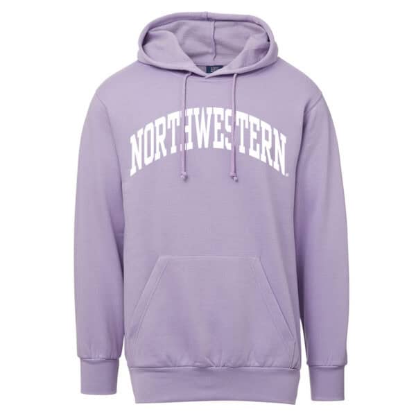 Northwestern University Wildcats Men's MV Fundamental Fleece Stardust (Lilac-Lavender) Hooded Sweatshirt with One Color Arch Design