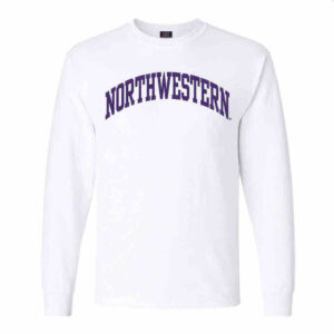Northwestern University Wildcats Men's MV White Classic Long Sleeve Tee with One Color Arch Design