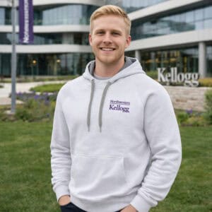 Northwestern I Kellogg Antigua Men's Victory White Pullover Hood
