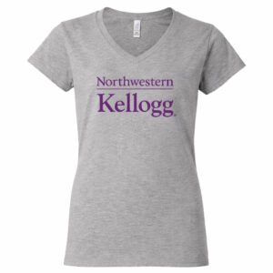 Northwestern I Kellogg Women's MV Softstyle Sport Grey V-Neck Tee Shirt